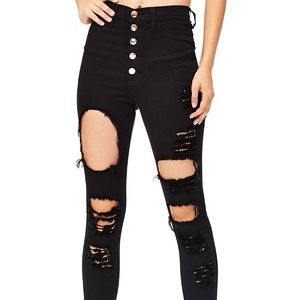 vibrant ripped stretch black jeans high waist 3